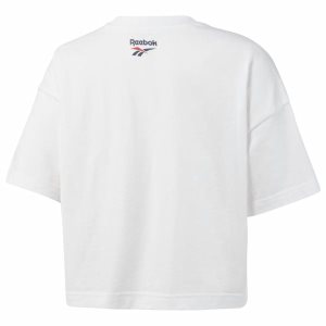 Reebok Classic All Over Vector Crop T Shirt Damen - Weiß - DE 893-OWF